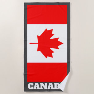 Serviette De Plage Grand drapeau canadien de la feuille d'érable cout