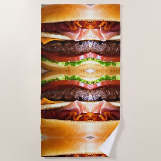 Serviette De Plage Grand hamburger drôle (Devant)