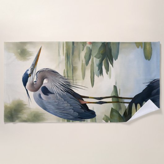 Serviette De Plage Grand héron bleu (Devant)