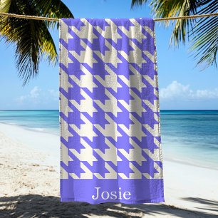 Serviette De Plage Grand Houndstooth Motif Blueberry
