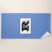 Serviette De Plage Grand Monogramme noir en gras, bleu (Devant)