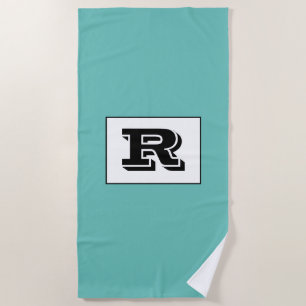 Serviette De Plage Grand Monogramme noir en gras, Lt Turquoise