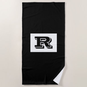 Serviette De Plage Grand Monogramme Noir Gras Contourné, Noir