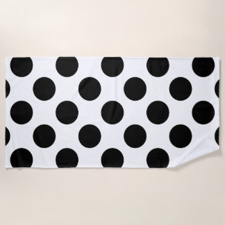 Serviette De Plage Grand motif de pois noir