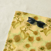 Serviette De Plage Grand Motif de tournesol (En situation)