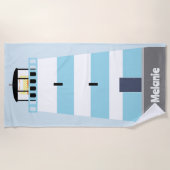Serviette De Plage Grand phare bleu et blanc Personnalisé (Devant)