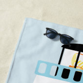 Serviette De Plage Grand phare bleu et blanc Personnalisé (En situation)