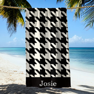 Serviette De Plage Grand pied de cheminée noir et blanc