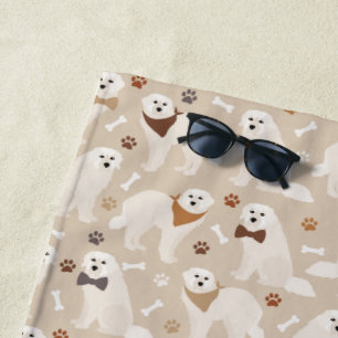Serviette De Plage Grand Pyrénées Paws et Bones Beach Towne