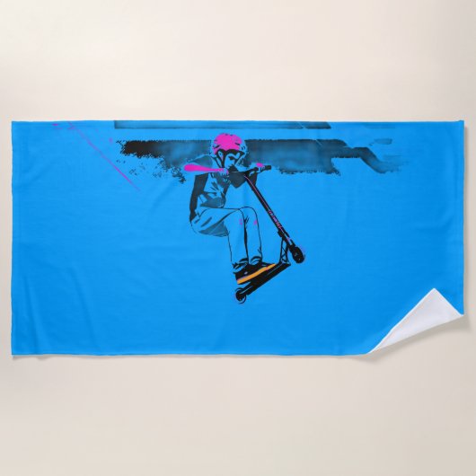 Serviette De Plage Grand Saut - Cavalier de Trottinette (Devant)