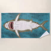 Serviette De Plage Grande Attaque de requin blanc Funny Poisson Nouve (Devant)