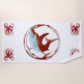 Serviette De Plage Grande conception graphique de requins blancs (Devant)