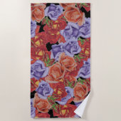 Serviette De Plage grande et audacieuse fleurs roses uniques fleuries (Devant)