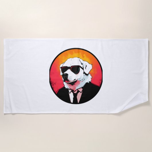 Serviette De Plage Grande Pyrénées Chien d'affaires (Devant)