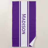 Serviette De Plage Grandes bandes blanches violettes solides Nom mode (Devant)
