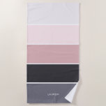 Serviette De Plage Grandes bandes Fille Moderne Personnalisées<br><div class="desc">Personnalisez ce design avec votre nom,  monogramme ou texte de votre choix.</div>