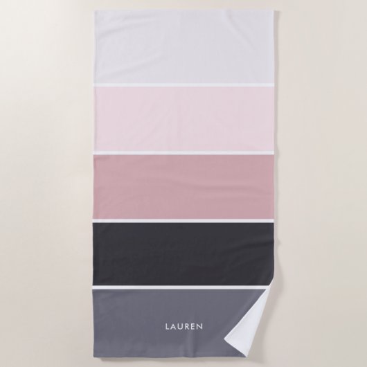 Serviette De Plage Grandes bandes Fille Moderne Personnalisées (Devant)