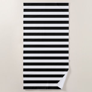 Serviette De Plage Grandes bandes horizontales noires et blanches