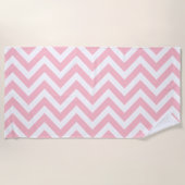 Serviette De Plage Grandes rayures verticales roses et blanches (Devant)
