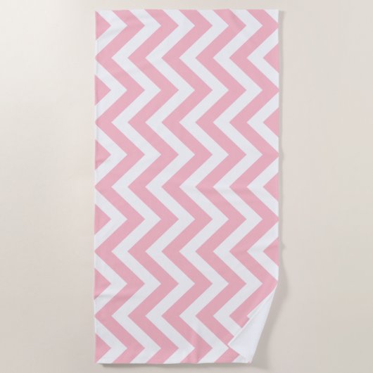Serviette De Plage Grandes rayures verticales roses et blanches (Devant)