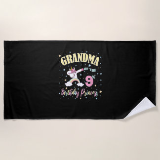 Serviette De Plage Grandma Of The 9th Birthday Princess Unicorn 9 Yea