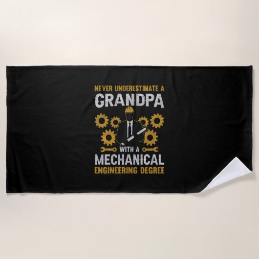 Serviette De Plage Grandpa With A Mechanical Engineering (Devant)