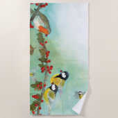 Serviette De Plage Grands Tit Birds, Red Robin & Hawthorn Berries (Devant)