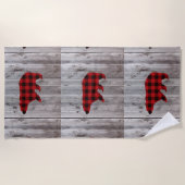 Serviette De Plage grange rustique bois noël bison rouge plaid ours (Devant)