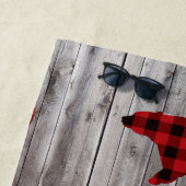 Serviette De Plage grange rustique bois noël bison rouge plaid ours (En situation)