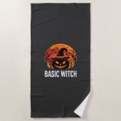 Serviette De Plage Graphique de lune de citrouille de sorcière de bas (Devant)