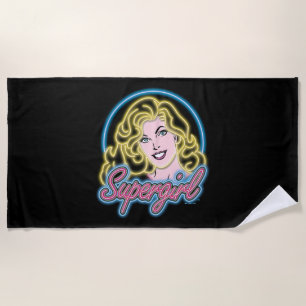 Serviette De Plage Graphique des lumières de Neon Retro Supergirl