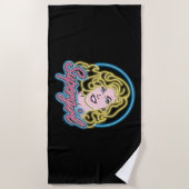 Serviette De Plage Graphique des lumières de Neon Retro Supergirl (Devant)