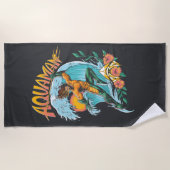 Serviette De Plage Graphique du Surf de levage Aquaman et Trident (Devant)
