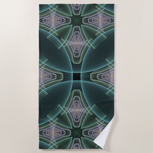 Serviette De Plage Graphique géométrique Turquoise moderne (Devant)