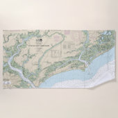 Serviette De Plage Graphique nautique des rivières Stono et Edisto No (Devant)