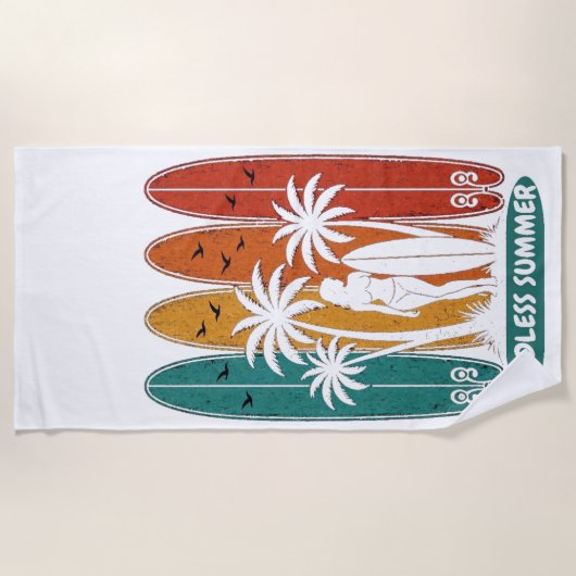 Serviette de plage graphique planche de surf vinta (Devant)