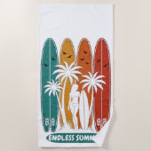 Serviette de plage graphique planche de surf vinta (Devant)