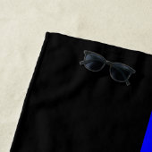 Serviette De Plage Graphique Symbolique de la Ligne Bleue Mince sur u (En situation)