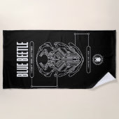 Serviette De Plage Graphique technique du scarabée bleu (Devant)