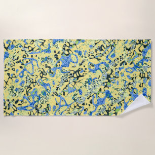 Serviette De Plage Graphisme bleu jaune noir pointé Abstraction