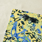Serviette De Plage Graphisme bleu jaune noir pointé Abstraction (En situation)
