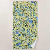 Serviette De Plage Graphisme bleu jaune noir pointé Abstraction (Devant)