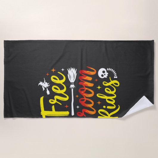 Serviette De Plage Graphisme de sorcière de manèges de balai gratuits (Devant)