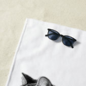 Serviette de plage Gras Gravé Tabby Cat Ink Art Be (En situation)