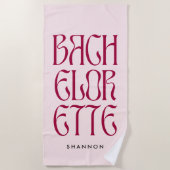 Serviette De Plage Gras Pink Magenta Typographie Bachelorette Mariée (Devant)