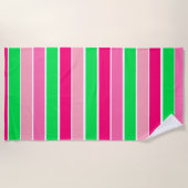 Serviette De Plage Gras roses et vertes (Devant)