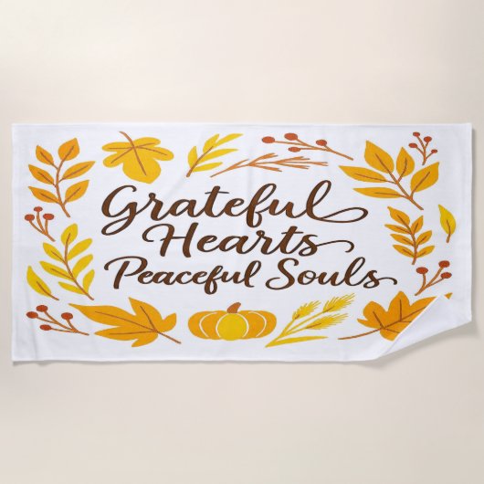 Serviette De Plage 'Grateful Hearts, Peaceful Souls' Beach Towel (Devant)