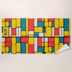 Serviette De Plage Grave 80s géométrique moderne brillant