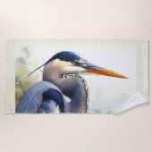 Serviette De Plage Great Blue Heron Faune Mer Terres Humides Oiseaux (Devant)
