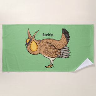 Serviette De Plage Greater prairie chicken cartoon illustration